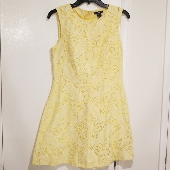 💕H&M💕 Yellow Lace Shift Mini Dress - Picture 1 of 8